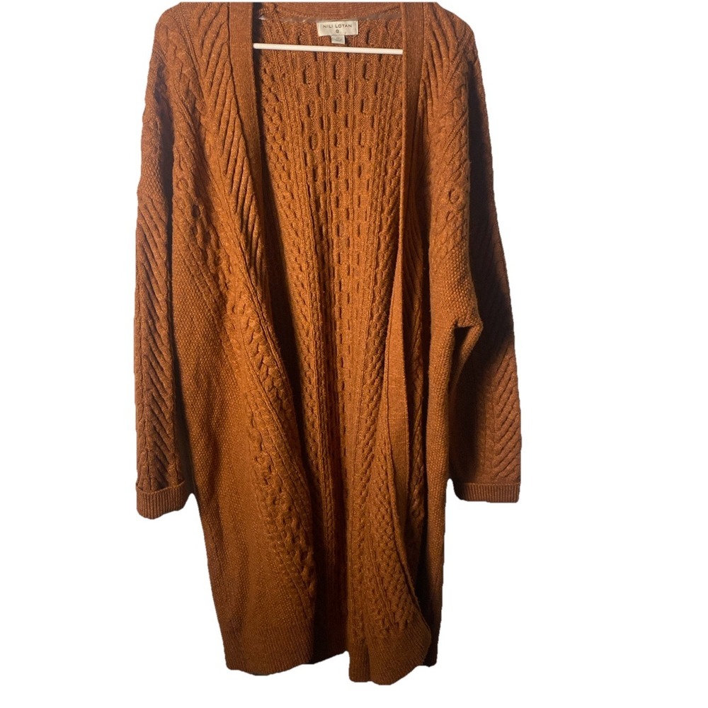 Nili Lotan For Target Cardigan Chunky Cable Sweater Rust Size 1X Wool Blend